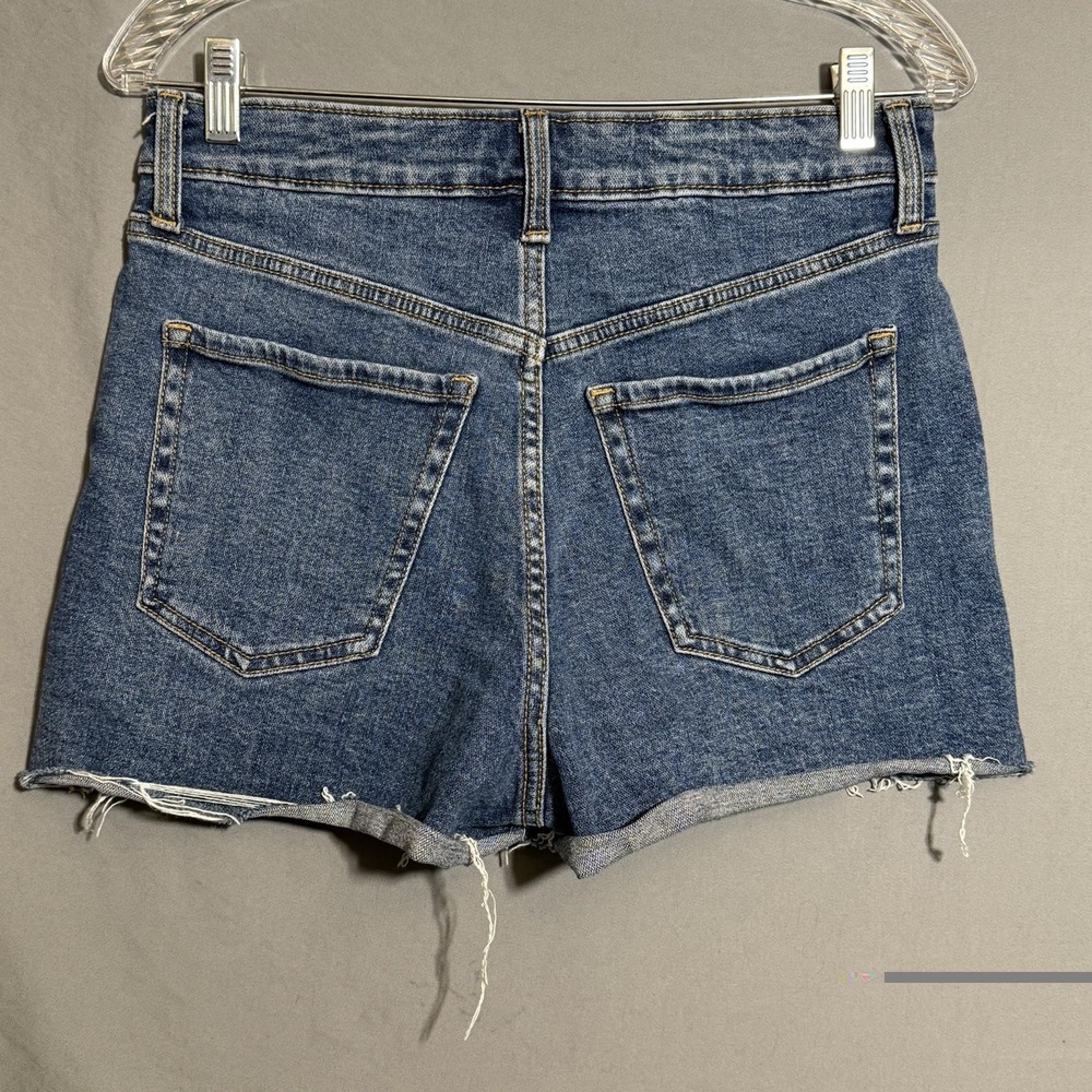 Old Navy Sky Hi A Line Jean Shorts Sz 6 Raw Hem Button Fly 2 Pair Lot Denim Blue - Picture 5 of 15